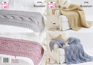 King Cole Knitting Pattern Blankets & Bed Runner - Rosarium 5758
