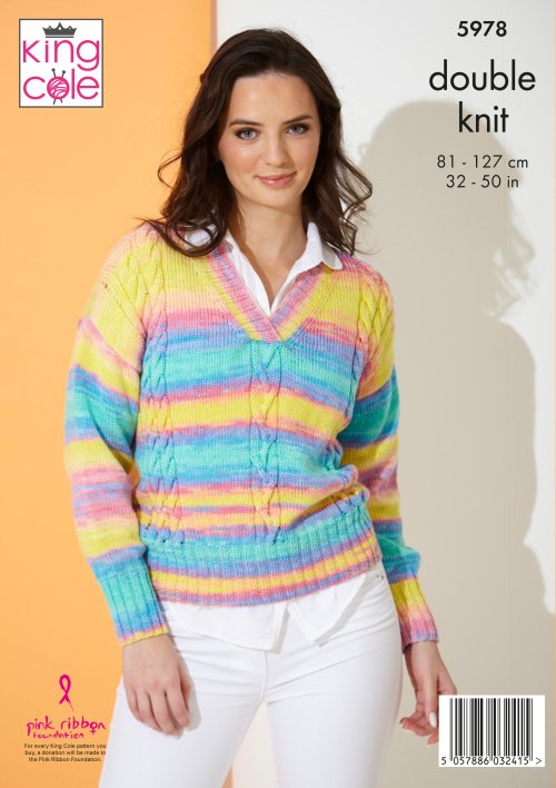 King Cole Pattern Sweater and Top: Knitted in King Cole Tropical Beaches DK 5978