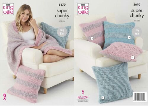 King Cole Knitting Pattern Timeless Classic Super Chunky - Throw and Cushions 5670