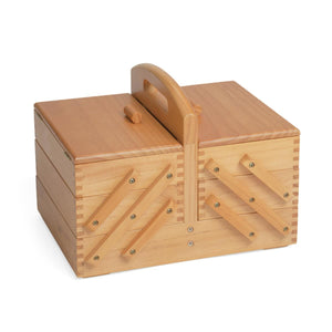 Medium Wooden Cantilever Sewing Basket - 3 Tier