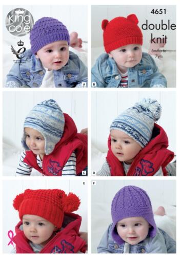 King Cole Knitting Pattern Cherished DK - Children's Hats 4651