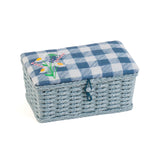 HobbyGift Sewing Box (S) - Rectangle - Woven Basket - Embroidered Lid - Wild Floral Plaid