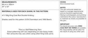 King Cole Crochet Pattern 5335 - Ladies Shawl - Riot DK