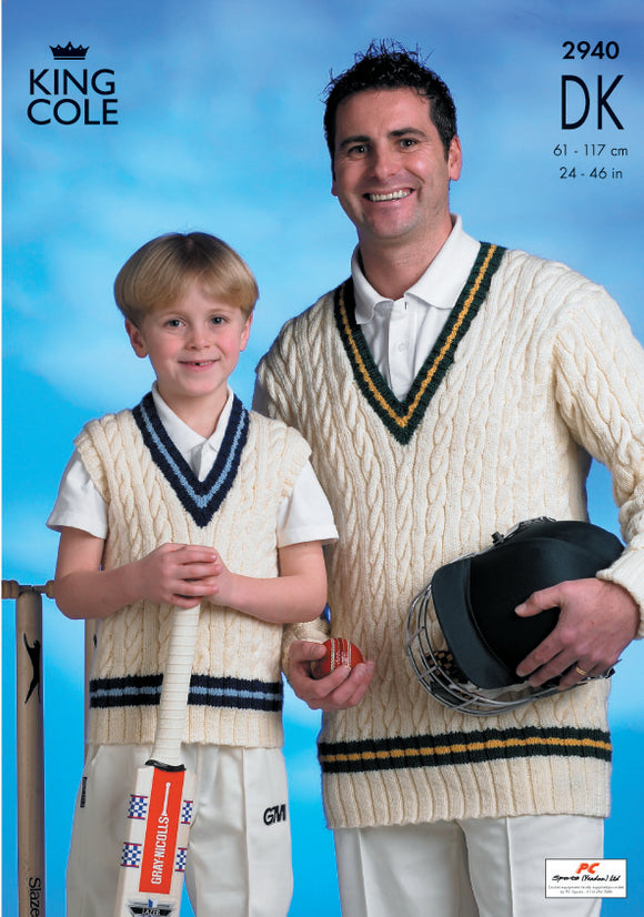 King Cole Knitting Pattern Merino Blend DK - Cricket Sweaters 2940