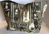 Tote Shopping Bag - Black/Cream Dressmakers Vintage