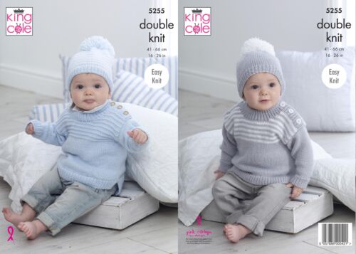 King Cole Knitting Pattern Big Value Baby DK - Sweaters and Hats 5255