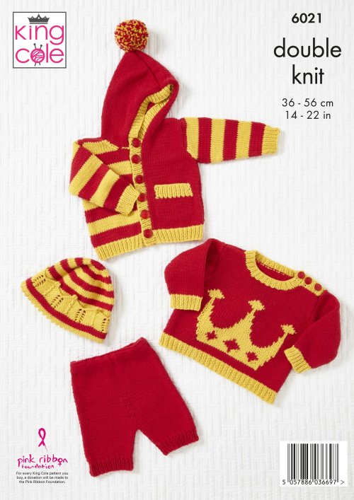 King Cole Pattern Baby Set Knitted in Cottonsoft DK 6021