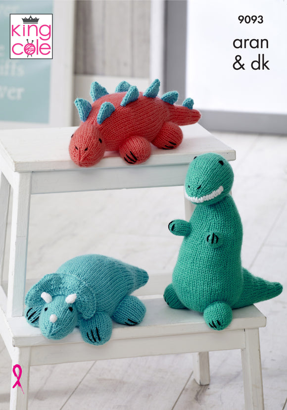 King Cole Knitting Pattern Toy Dinosaurs - Aran & DK 9093