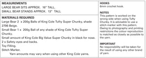 King Cole Crochet Pattern Teddy Bears - Super Chunky 9096