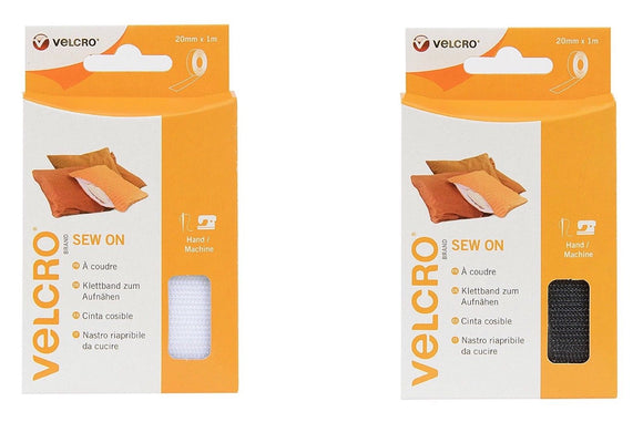 VELCRO® Brand Sew On Tape - Black/White - Hook & Loop - 20mm x 1m
