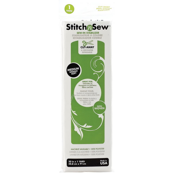 Stitch n Sew Non-Woven Cut-Away-Medium Weight Soft 20in x 1 Yard Pack