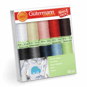 Gutermann Top Stitch Thread Set - 10x 30m Reels