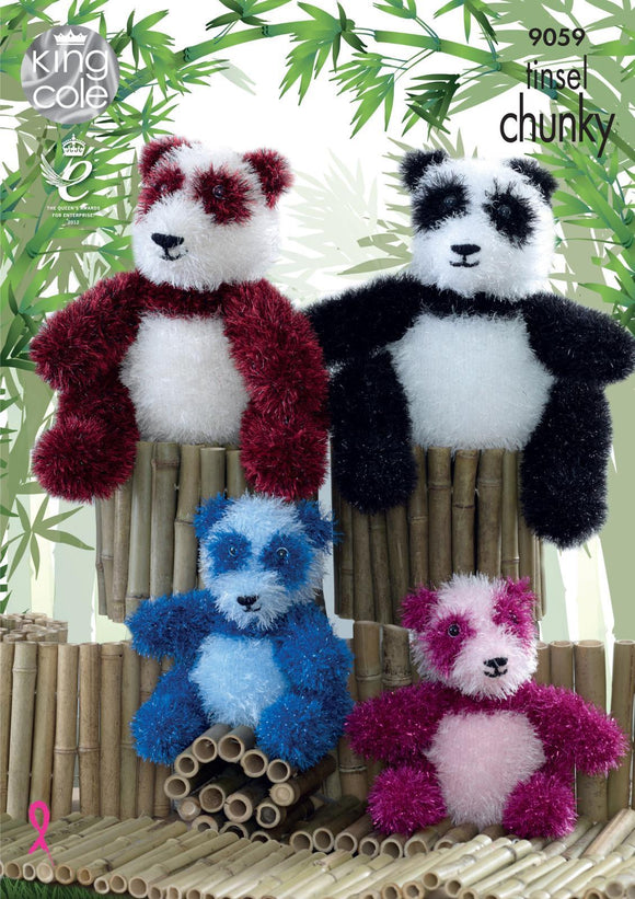 King Cole Knitting Patterns 9059 - Giant Pandas Tinsel