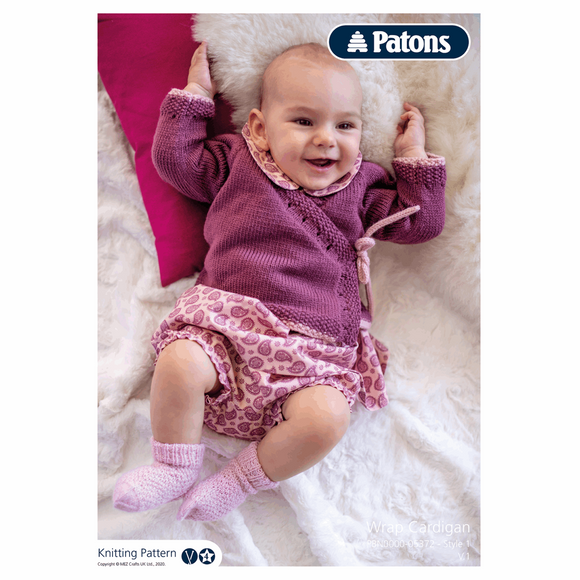 Patons Knitting Pattern Baby Wrap Cardigan - Cotton Bamboo