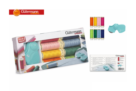 Gutermann Sewing Thread Set: Sew-All: 8 x 100m: with Folding Rotary Cutter
