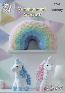 King Cole Crochet Pattern 9068 - Unicorn Rainbow Yummy