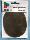 HKM Cord Patches x 2 Oval - Elbow Knee Iron On - Assorted Colours