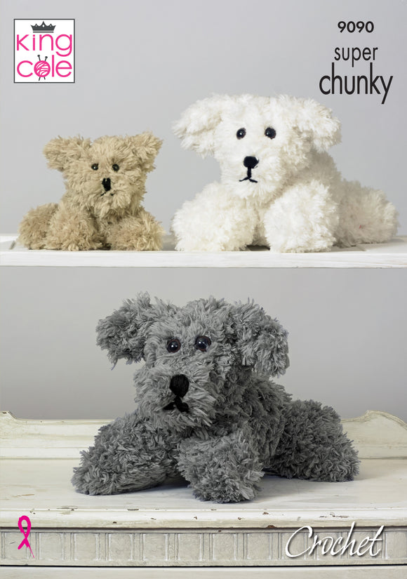 King Cole Crochet Pattern Tufty Dog Family - Super Chunky 9090