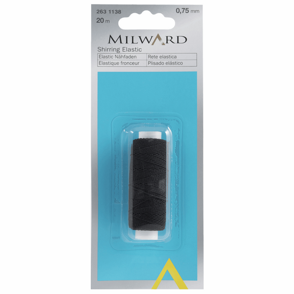 Milward Shirring Elastic: 20m x 0.75mm: Black