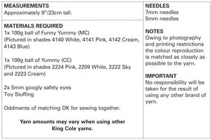 King Cole Knitting Pattern 9108 -Sheep Funny Yummy