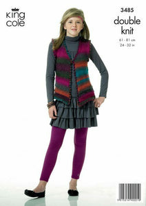 King Cole Knitting Pattern 3485 Childs Cardigan/Waistcoat Riot DK