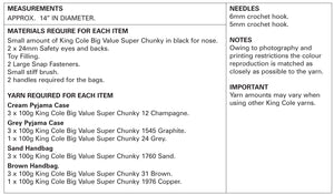 King Cole Crochet Pattern Dog Handbag & Pyjama Case - Super Chunky 9097