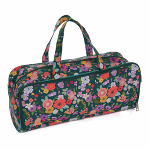 HobbyGift Knitting Craft Bag With Needle Case - Green Floral Garden Design