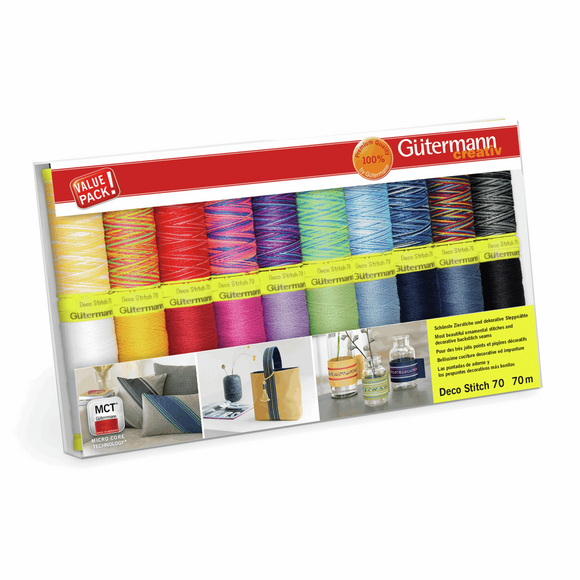 Gutermann Decorative Stitch Thread Set - 20 x 70m Reels - Assorted Colours 702165\1