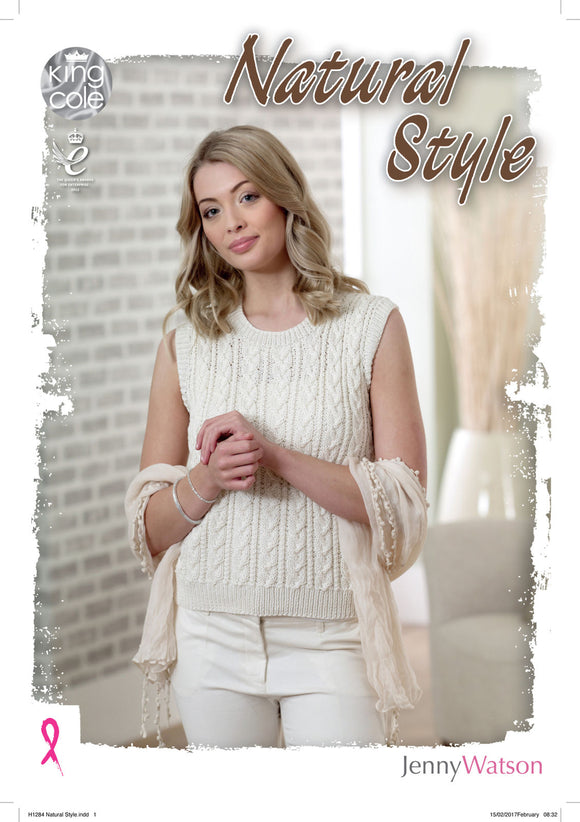 King Cole Natural Style Knitting Patterns Book DK Double Knit Sweaters Cardigans
