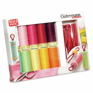 Gutermann Sew All Thread Set with 10 Bobbin Clips - 10 x 100m Reels - Assorted Colours  734565