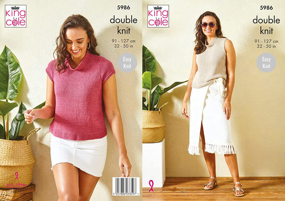 King Cole Pattern Tops Knitted in Linendale DK 5986