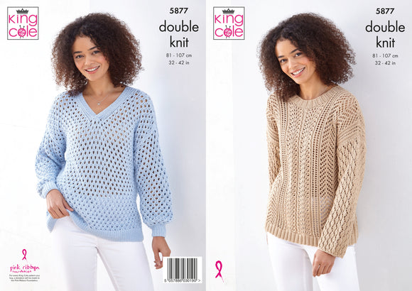 King Cole Knitting Pattern Sweaters Knitted in Cottonsoft DK - 5877
