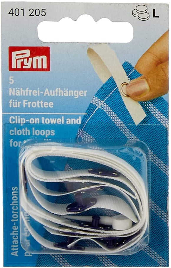 Prym Clip-On Towel and Cloth Loops For Towelling (5pcs) - White/Blue