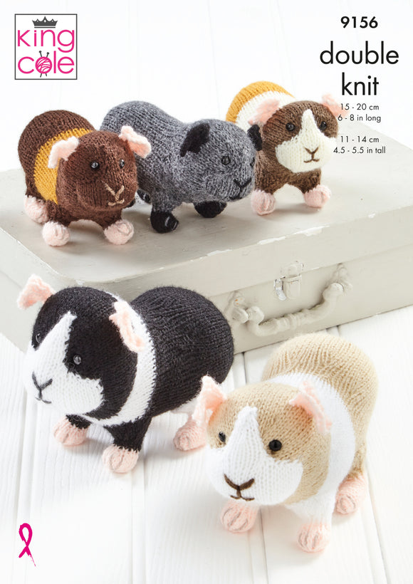 King Cole Knitting Pattern Guinea Pigs Knitted in Big Value DK 50g 9156 