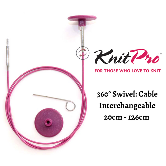 KnitPro 360° Swivel Cables : Interchangeable: 20cm-126cm