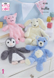King Cole Toy Pattern Flat Snuggle Toys Knitted in Truffle - Truffle 9145