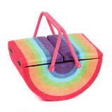 HobbyGift Wicker Sewing Box - Twin Lid - Rainbow