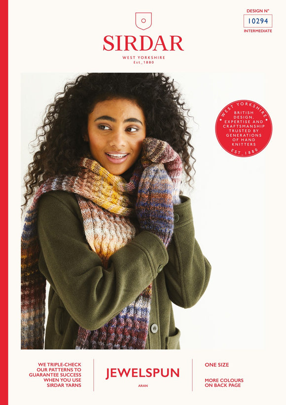Sirdar Scarf, Hat and Mittens in Jewelspun (leaflet) 10294 