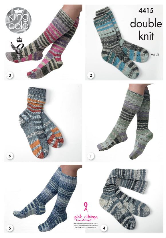 King Cole Knitting Pattern Double Knit Drifter DK - Long & Short Socks