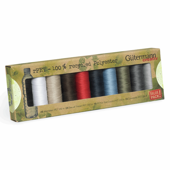 Gutermann Sew All Thread Set Recycled (rPET) - 10 x Reels 100m - Assorted