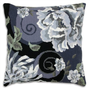 Anchor Tapestry Cushion Front Kit - 40cm x 40cm - Floral Swirl in Black 