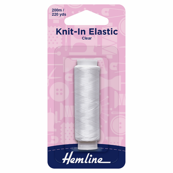 Hemline Knit-In Elastic: 200m: Clear