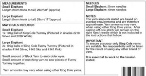 King Cole Knitting Pattern 9109 - Elephants in Yummy/Funny Yummy