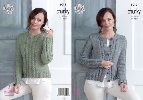 King Cole Knitting Pattern Chunky Tweed - Cabled Cardigan 5013