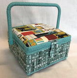 Small Sewing Basket - Blue/Red Sewing