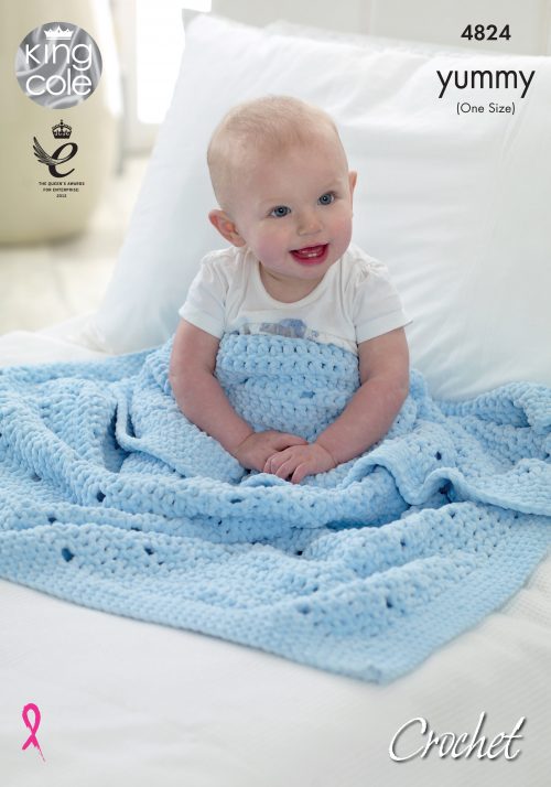 King Cole Crochet Pattern 4824 - Baby Blanket Yummy