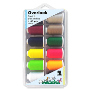 Madeira Box: Aero-flock: Overlock Thread: 12 x 1000m: Miniking Spools: Assorted