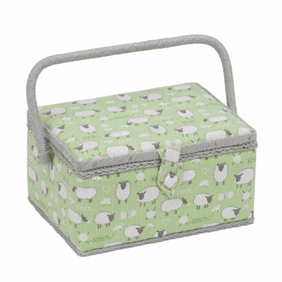 HobbyGift Medium Sewing Basket - Green Sheep