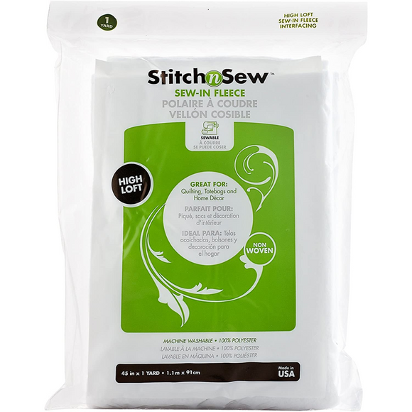 Stitch n Sew Fleece Sew-in-High Loft (White 45 in. x 1 yd Pack), one Size