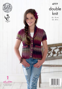 King Cole Knitting Pattern 4777 - Girls Sweater & Waistcoat DK